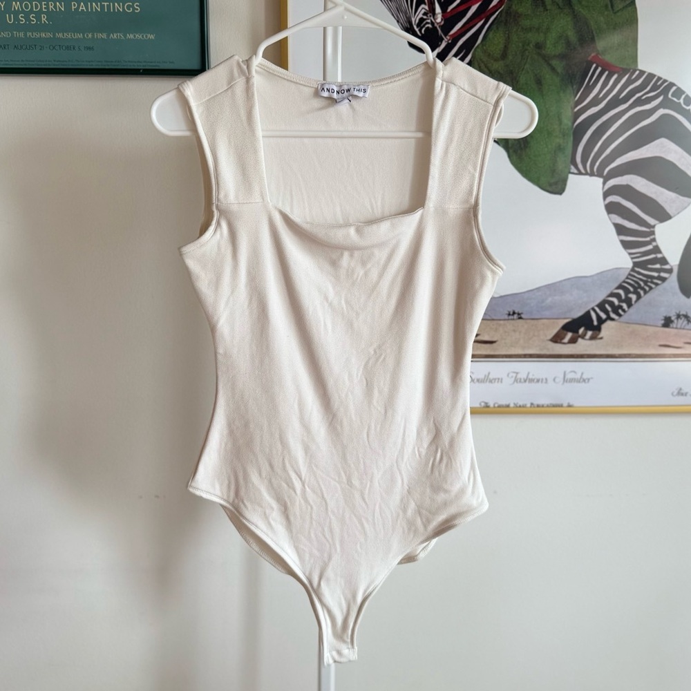 And Now This White Cream Square Neck Bodysuit Women’s Small